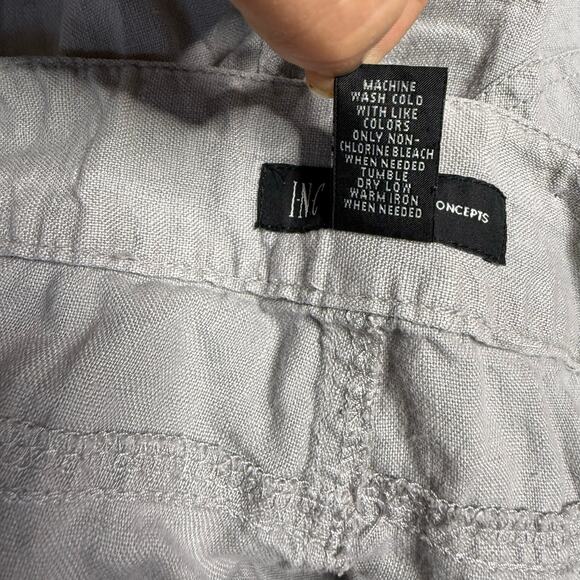 INC International Concepts 100% Linen Pants Women's 8 Wide Leg Light Gray - Picture 5 of 6